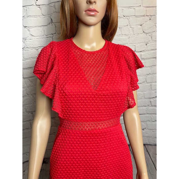 NWT New $440 Maje Red Roucoul Heart Embroidered Dress Size 1 US S - Picture 4 of 15